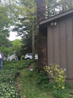 This chimney in Saugatuck, MI was starting to fail because of changing soil composition.